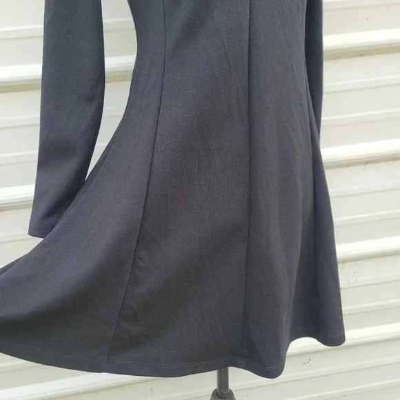 LOFT Womens Petites Long Sleeve Black Fit & Flare Strerch V-Neck Dress Size 4P - Picture 9 of 10